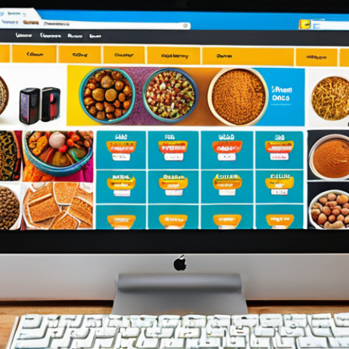Home 4 **A vibrant online marketplace scene. Depict diverse goods from around the world displayed on a computer screen. Add Urdu text overlaying the image: "Online Shopping Made Easy."** (This highlights the ease of using online shopping websites.)