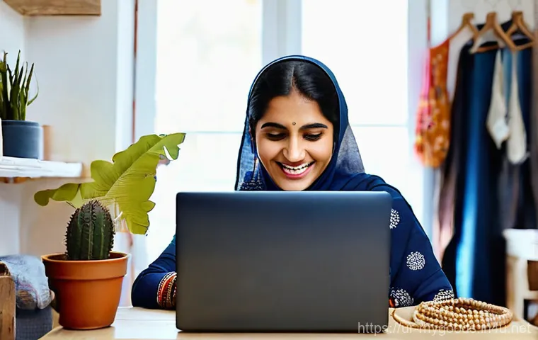 쿠팡에서 굿즈 판매하기 - **Prompt 1: The Joy of Creation and First Sale**
"A candid shot of a Pakistani woman in her cozy...