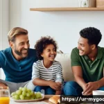 사진을 활용한 굿즈 제작 - **Prompt:** A heartwarming and bright living room scene with soft, natural light, where a diverse fa...